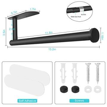 Feokely Paper Towel Holder Wall Mount for Kitchen, Premium Stainless Steel Paper Towel Holder, Under Cabinet Aesthetic Design Black Paper Towel Rack