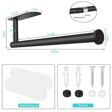 Feokely Paper Towel Holder Wall Mount for Kitchen, Premium Stainless Steel Paper Towel Holder, Under Cabinet Aesthetic Design Black Paper Towel Rack