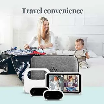 Tiny Traveler Baby Monitor Portable Baby Car Camera with Add-On Camera & Travel Kit with Power Bank, Wireless Baby Car Camera with Sound, Night Vision HD 720p 5" Touchscreen LCD Monitor - White