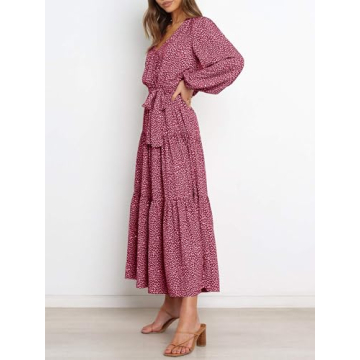 PRETTYGARDEN 2024 Fall Floral Maxi Dress for Women