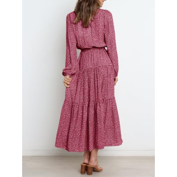 PRETTYGARDEN 2024 Fall Floral Maxi Dress for Women