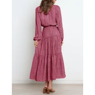 PRETTYGARDEN 2024 Fall Floral Maxi Dress for Women