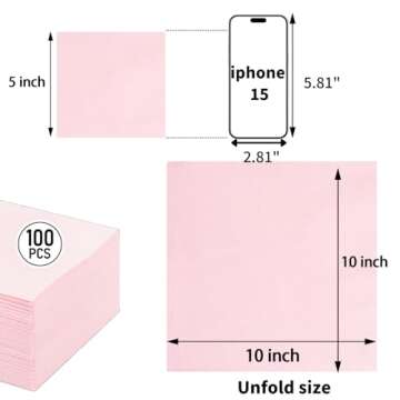 FLOWERCAT 100-Count 2-Ply Pink Cocktail Napkins - Pink Beverage Napkins Disposable Premium Quality -...