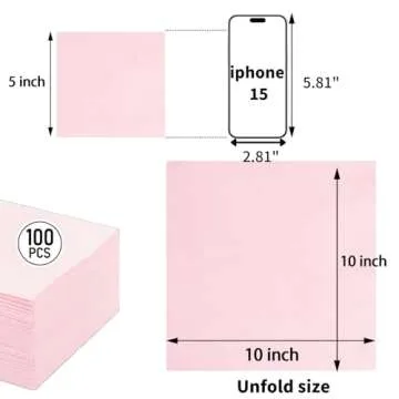 FLOWERCAT 100-Count 2-Ply Pink Cocktail Napkins - Pink Beverage Napkins Disposable Premium Quality -...