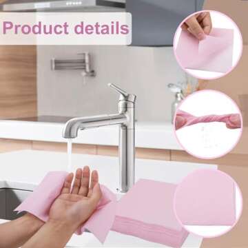 FLOWERCAT 100-Count 2-Ply Pink Cocktail Napkins - Pink Beverage Napkins Disposable Premium Quality - 5" x 5" Pink Paper Napkins for Party & Mother's Day,Bar,Weddings,Birthday,Mother's Day