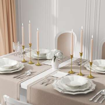 NLBTW Brass Gold Taper Candle Holders Set of 3 Vintage Decor