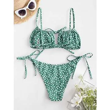 Stylish ZAFUL Floral Tie Cutout Bikini Set for Women