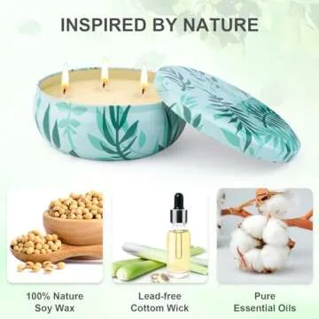 Citronella Candles Outdoor, 3-Wick 3 x 12oz Candle for Home Patio up to 240 Hours Burning, Natural Soy Wax Citronella Candle Bulk for Garden Yard Home Balcony Camping Backyard, Summer Candle Gift