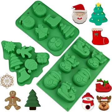 3 Pack Christmas Silicone Molds - Festive Baking Shapes for Holiday Treats