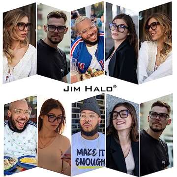 JIM HALO Oversized Blue Light Glasses for Women Square Chunky Bluelight Computer Glasses Reduce Eye Strain Black