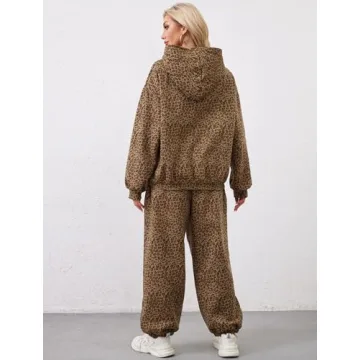 Eutten Leopard Print Oversized Sweatsuit for Women
