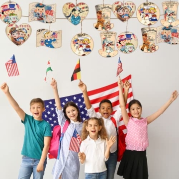 24Pcs Vintage Patriotic Wood Ornaments for Celebrations