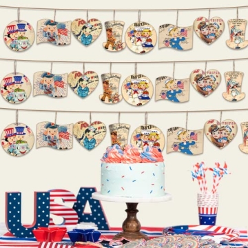24Pcs Vintage Patriotic Wood Ornaments for Celebrations