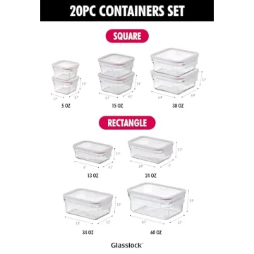 Glasslock 20-Piece Airtight Glass Food Storage Set