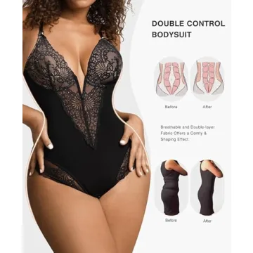 Popilush Women's Thong Bodysuit Tummy Control Shapewear