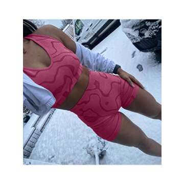 GXIN Women's Workout 2 Piece Outfits High Waist Running Shorts Seamless Gym Yoga Sports Bra Rosered
