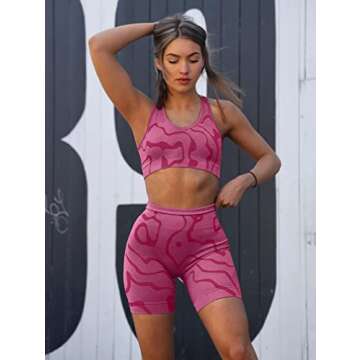 GXIN Women's Workout 2 Piece Outfits High Waist Running Shorts Seamless Gym Yoga Sports Bra Rosered