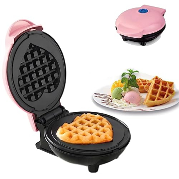 Mini Maker Waffle Maker Non-Stick Pink for Easy Breakfast Treats