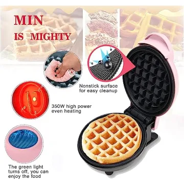 Mini Maker Waffle Maker Non-Stick Pink for Easy Breakfast Treats