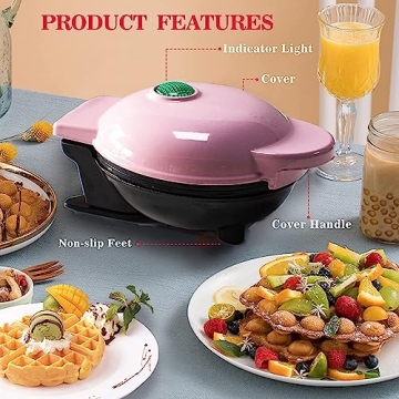Mini Maker Waffle Maker Non-Stick Pink for Easy Breakfast Treats