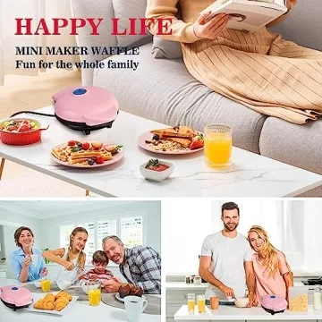 Mini Maker Waffle Maker Non-Stick Pink for Easy Breakfast Treats