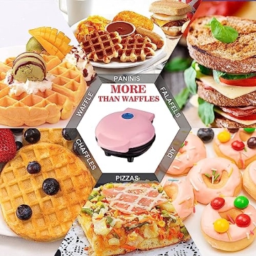 Mini Maker Waffle Maker Non-Stick Pink for Easy Breakfast Treats