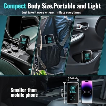 Portable Tire Inflator with Touch Screen and Power Bank
