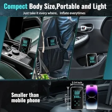 Portable Tire Inflator with Touch Screen and Power Bank