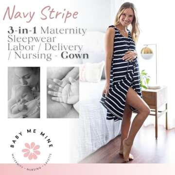 Baby Be Mine Labor and Delivery Gown for Hospital – 3-in-1 Labor/Delivery/Nursing Gown – Materni...