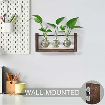 YIBOT Wall Hanging Planter Propagation Station,Plants Lover Gifts for Women, Plant Terrarium, Hydroponics Plants Home Office Living Room Wall Decor-3 Bulb Glass Vases
