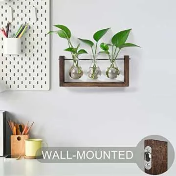 YIBOT Wall Hanging Planter Propagation Station,Plants Lover Gifts for Women, Plant Terrarium, Hydroponics Plants Home Office Living Room Wall Decor-3 Bulb Glass Vases