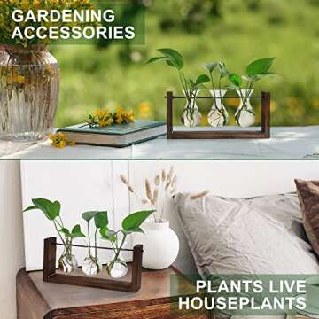 YIBOT Wall Hanging Planter Propagation Station,Plants Lover Gifts for Women, Plant Terrarium, Hydroponics Plants Home Office Living Room Wall Decor-3 Bulb Glass Vases