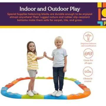 Special Supplies 20 Piece Stepping Stones for Kids, Indoor and Outdoor Balance Blocks Promote Coordination, Balance, Strength Child Safe Rubber Bottom