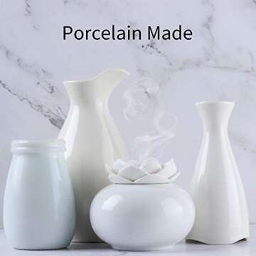 Ceramic Essential Oil Diffuser,Personal Humidifiers Small for Office Desk,EEssen Cute Lotus USB Cool Mist Humidifier Ultrasonic,7 Colors LED Light Auto Shut-Off(White)