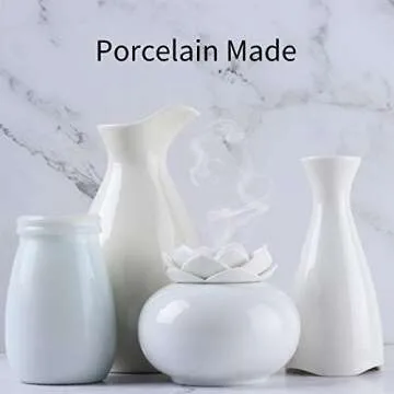 Ceramic Essential Oil Diffuser,Personal Humidifiers Small for Office Desk,EEssen Cute Lotus USB Cool Mist Humidifier Ultrasonic,7 Colors LED Light Auto Shut-Off(White)