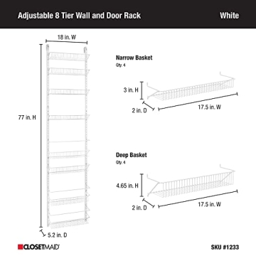 ClosetMaid Adjustable Organizer Rack Wall Door Mount Storage