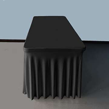 Gowinex 2 Pack Spandex Table Skirt Tablecloth Stretch Fitted Table Cover for Rectangular Table