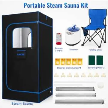 X-Vcak Sauna Box, Portable Sauna, Portable Steam Sauna for Home, Sauna Tent with Steamer, Remote Control, Folding Chair, 9 Levels, 2.6’ x 2.6’ x 5.9’