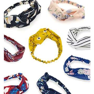FIBO STEEL 15 Pcs Headbands for Women Wide Boho Knotted Yoga Head Wrap Hair Band Elastic B