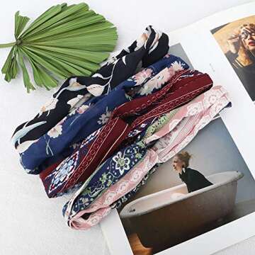 FIBO STEEL 15 Pcs Headbands for Women Wide Boho Knotted Yoga Head Wrap Hair Band Elastic B