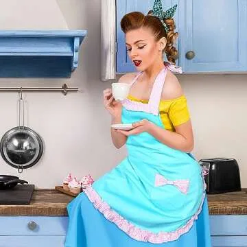 Violet Mist Retro Cute Apron for Women with Pocket