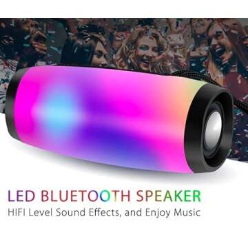 Wireless Bluetooth LED Speaker; Waterproof Speaker with Colorful LED Light; Portable Outdoor 3D Stereo Bass Luminous Speaker; Waterproof and Dustproof Feature; Grey Color