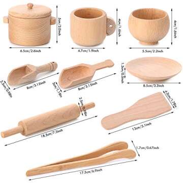 9 Pieces Sensory Bin Tools Montessori Toys Dish Toys Mini Wooden Scoops and Wooden Tongs for Fine Motor Learning