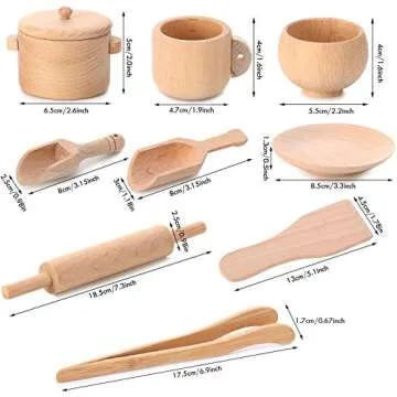 9 Pieces Sensory Bin Tools Montessori Toys Dish Toys Mini Wooden Scoops and Wooden Tongs for Fine Motor Learning
