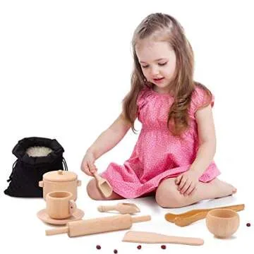 9 Pieces Sensory Bin Tools Montessori Toys Dish Toys Mini Wooden Scoops and Wooden Tongs for Fine Motor Learning