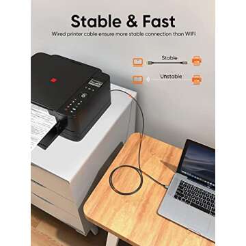 CableCreation Long USB Printer Cable 10 Feet, USB 2.0 A to B for HP, Brother, Canon, and More