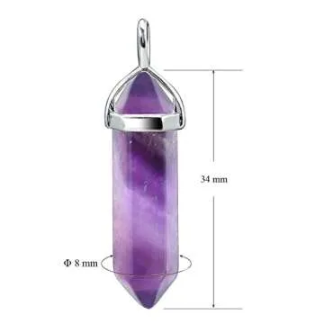 BEADNOVA Amethyst Necklace Gemstone Crystal Necklace for Women Healing Stone pendant Jewelry for Men Pendulum Divination Purple Crystal Hexagonal pendant (18 Inches Stainless Steel Chain)