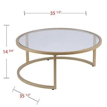 Furniture HotSpot – Gold Nesting Coffee Table - 2 Pc - Round - 35.5" W x 35.5" D x 14.75" H