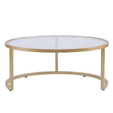 Furniture HotSpot – Gold Nesting Coffee Table - 2 Pc - Round - 35.5" W x 35.5" D x 14.75" H