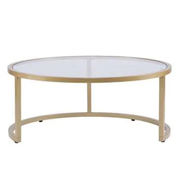 Furniture HotSpot – Gold Nesting Coffee Table - 2 Pc - Round - 35.5" W x 35.5" D x 14.75" H